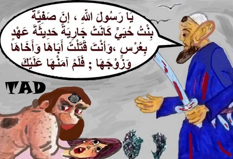 محمد يقتل كنانة بن الربيع ويخطف زوجته صفية بنت حيي ويغتصبها فى نفس الليلة فى الصحراء ..