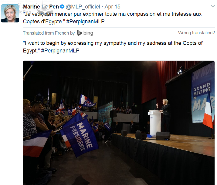 مارين لوبان - Marine Le Pen : جدتى " قبطية " ولدت فى مصر وعاشت بالقاهرة طوال حياتها